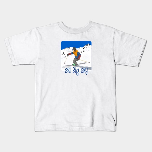 Ski Big Sky, Montana Kids T-Shirt by MMcBuck